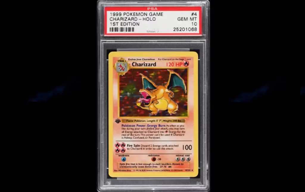 4. Pokémon Base Set Primera Edición Charizard Holográfico de 1999 cartas mas caras de pokemon carta más cara de pokémon charizard