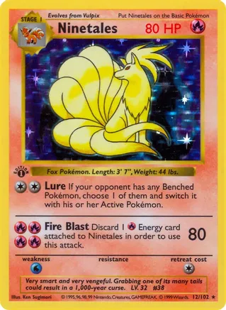 1 Ninetales - Base Set (Shadowless) (BSS)