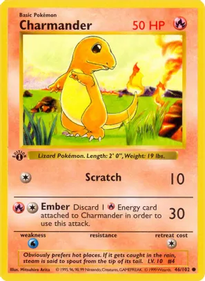 2 Charmander - Base Set (Shadowless) (BSS) $87 dls