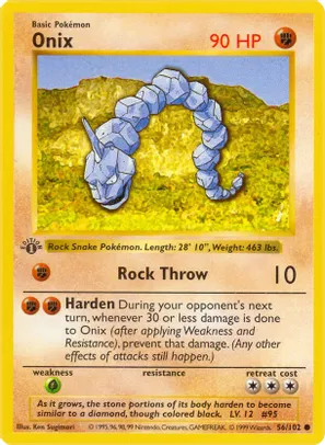 2 Onix - Base Set (Shadowless) (BSS) $12 dls