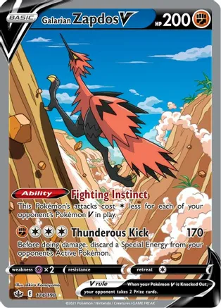 9 Galarian Zapdos V (Alternate Full Art) - SWSH06 Chilling Reign (SWSH06)