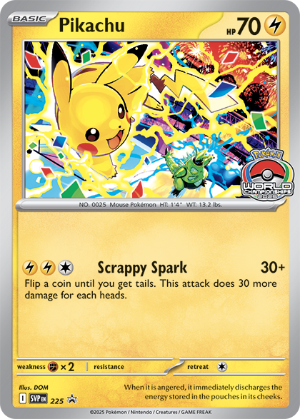 carta de pikachu del mundial de pokemon tcg