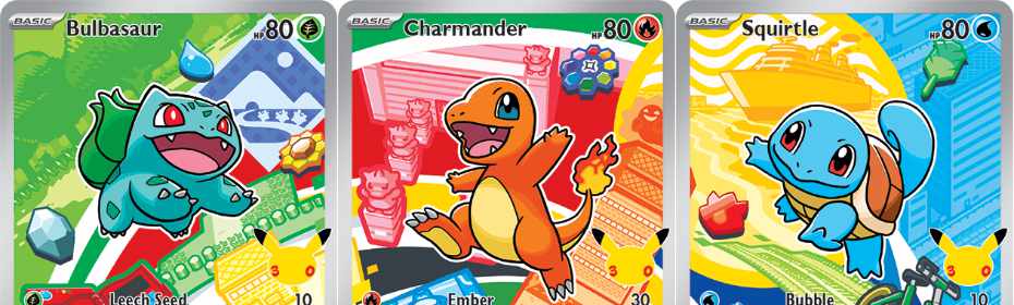 First Partner Illustration Collections Wave 1 promos Illustration Rare de los Pokémon iniciales por el 30 aniversario